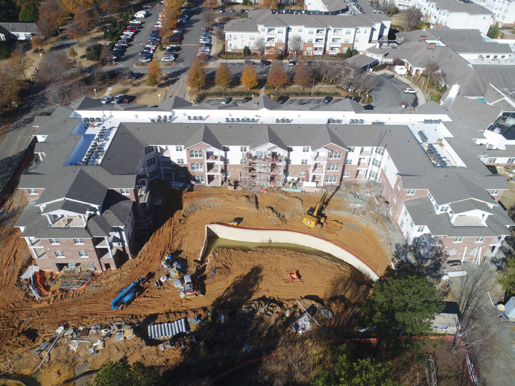 aerial photo of construction progress